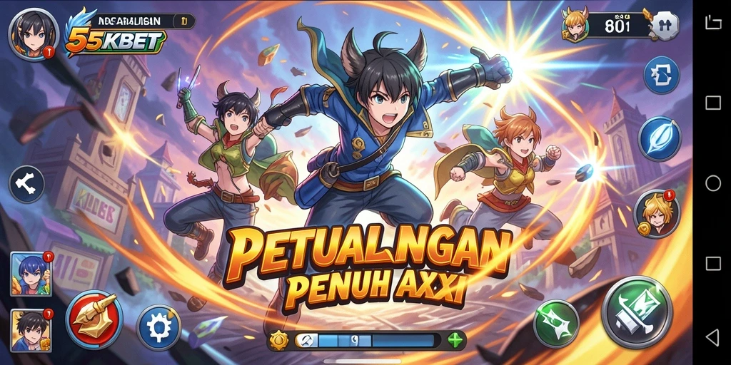 Tampilan gameplay seru di 55KBET dengan karakter Anime yang dinamis.