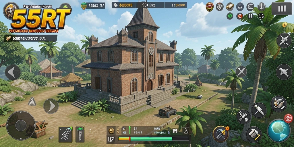 Tampilan menawan gameplay Tower Defense di 55RT.