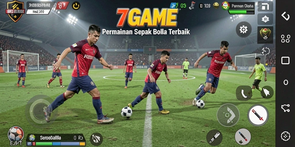 Tangkapan layar 7GAME menunjukkan aksi sepak bola yang mendebarkan.
