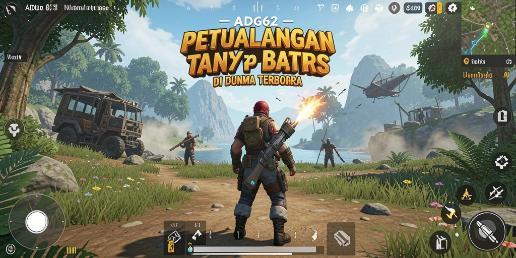 Screenshot menggambarkan petualangan seru di dunia terbuka.