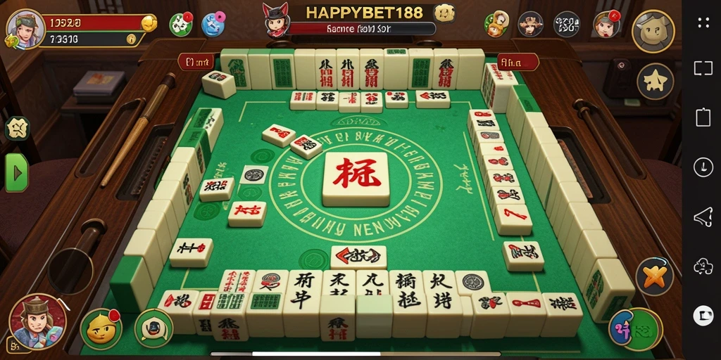 Tampilan gameplay Mahjong dari HAPPYBET188 dengan grafis yang menarik.