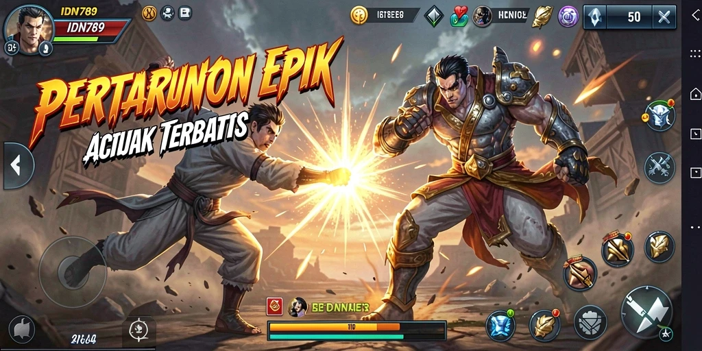 Tampilan gameplay IDN789 yang penuh aksi dan pertarungan seru.