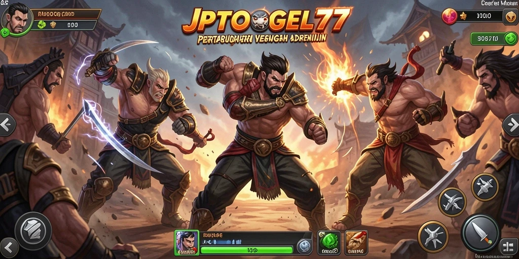 Screenshot gameplay JPTOGEL77 menampilkan pertarungan intens penuh aksi.