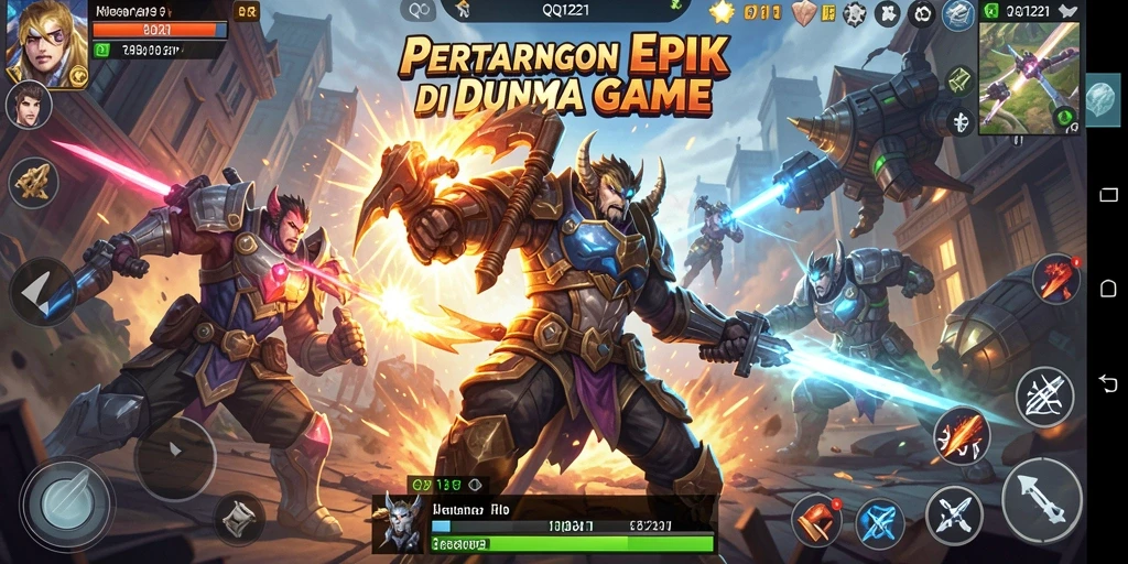 Tampilan aksi pertarungan epik dalam QQ1221 saat dua karakter bertarung.