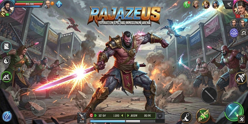 Gameplay RAJAZEUS dengan aksi pertarungan yang menegangkan.