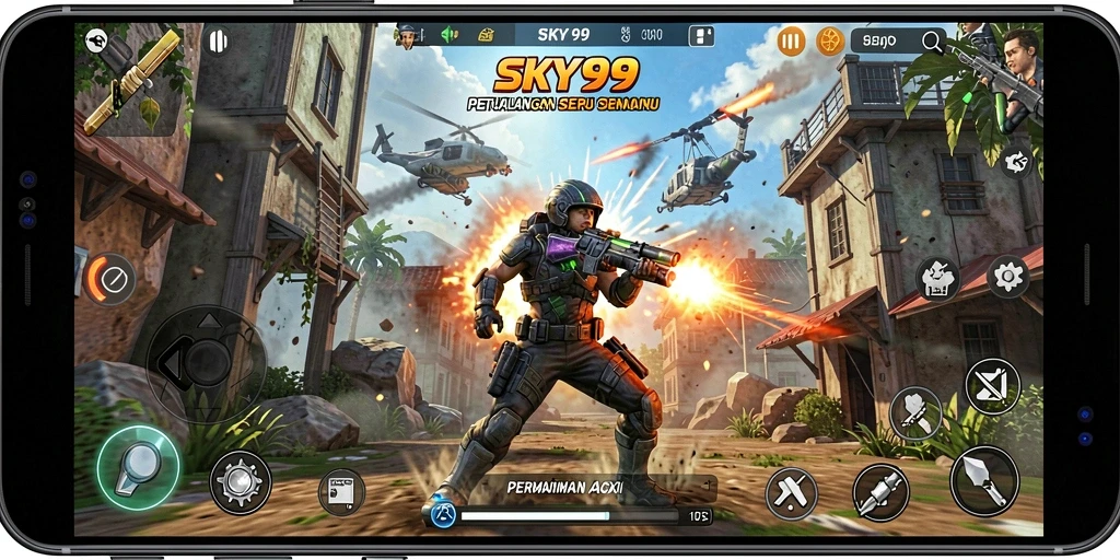 Tampilan gameplay <strong>SKY99</strong> yang penuh aksi dan grafis mengesankan.
