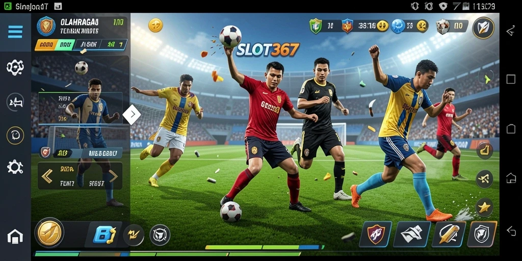 Tampilan gameplay menarik dengan karakter dan aksi olahraga yang dinamis.