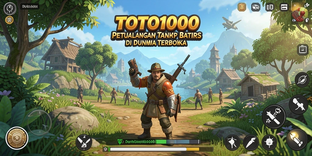 Screenshot gameplay TOTO1000 menampilkan eksplorasi dunia terbuka yang luas.